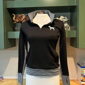 PINK Black and Gray Quarter-Zip Pullover